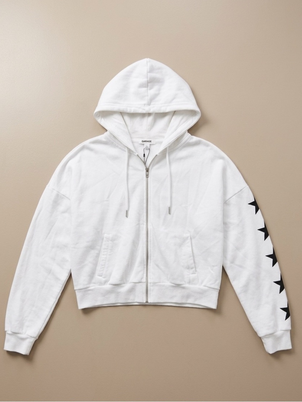 Garage White Zip-Up Hoodie Size M
